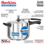 Hawkins Stainless Steel 5 Liter Induction Pressure Cooker