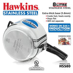 Hawkins Stainless Steel 8 Liter Induction Pressure Cooker Big Cooker